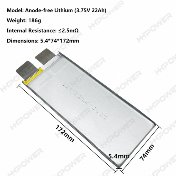 Second image of HHPOWER Anode Free 3.75V 22Ah Semi-Solid State Battery 450Wh/kg for UAV FPV VTOL