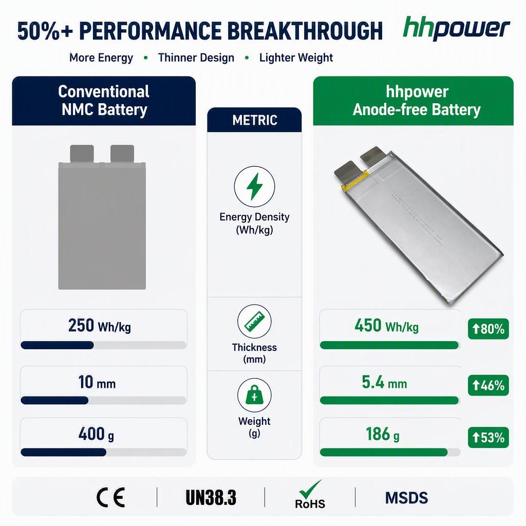 HHPOWER anode-free semi-solid state 3.75V 22Ah battery cell