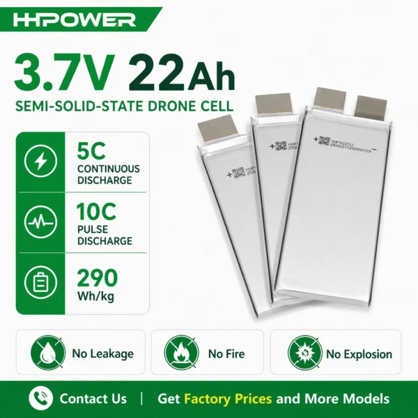 HHPOWER 3.67V 22Ah Semi-Solid State Battery 290Wh/kg for UAV FPV VTOL