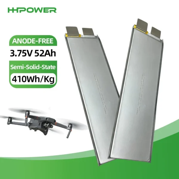 HHPOWER Anode Free 3.75V 52Ah Semi-Solid State Battery 410Wh/kg for UAV FPV VTO