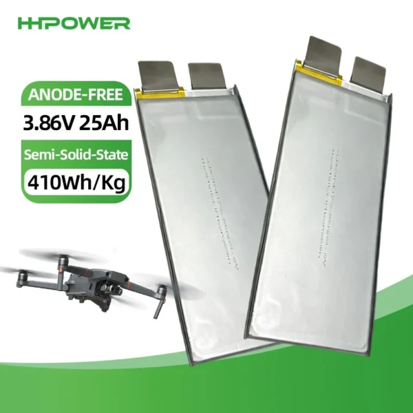 HHPOWER Anode Free 3.86V 25Ah Semi-Solid State Battery 410Wh/kg for UAV FPV VTOL