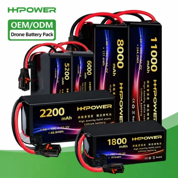 HHPOWER Custom 6S 22.2V 8-50Ah Drone Battery Pack for UAV FPV VTOL